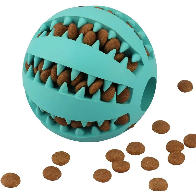 Interactive Rubber Dog Ball – Chewing Toy & Treat Dispenser for Puppies & Cats