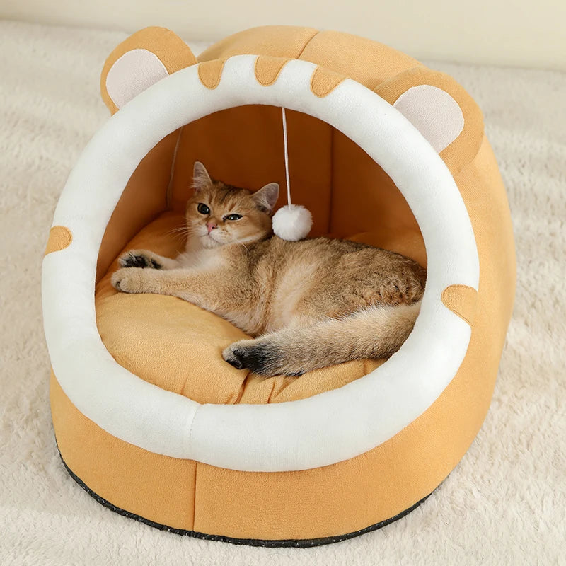 Cozy Cat Cave Bed – Warm Enclosed Sleeping House for Cats & Small Dogs