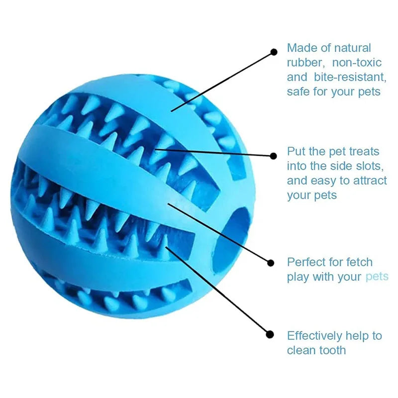 Interactive Rubber Dog Ball – Chewing Toy & Treat Dispenser for Puppies & Cats