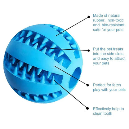 Interactive Rubber Dog Ball – Chewing Toy & Treat Dispenser for Puppies & Cats