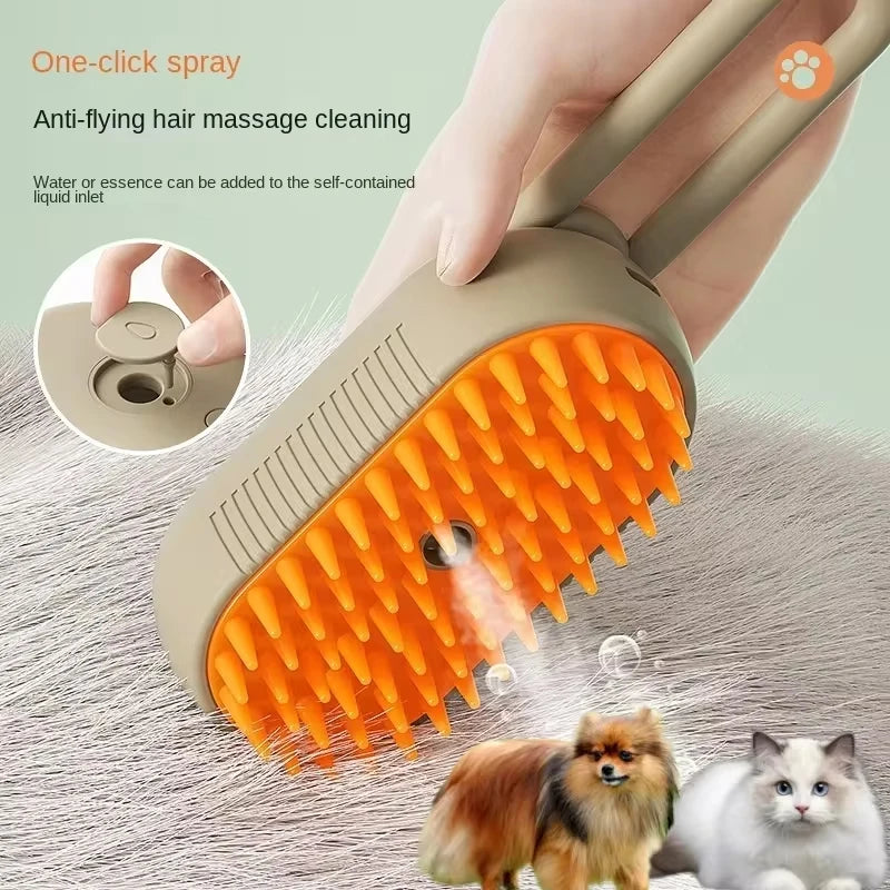 3-in-1 Steam Pet Grooming Brush – Spray, Massage & Hair Removal Comb for Cats & Dogs