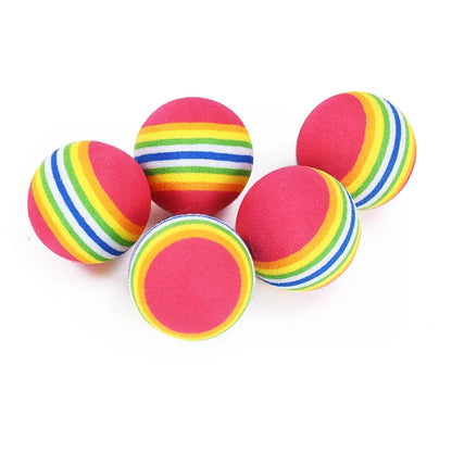 Rainbow EVA Cat Toy Balls – Interactive Chewing & Rattle Play Balls for Cats & Dogs