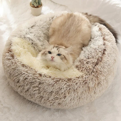 Semi-Enclosed Plush Cat Bed – Soft & Cozy Shell Nest for Cats & Small Dogs