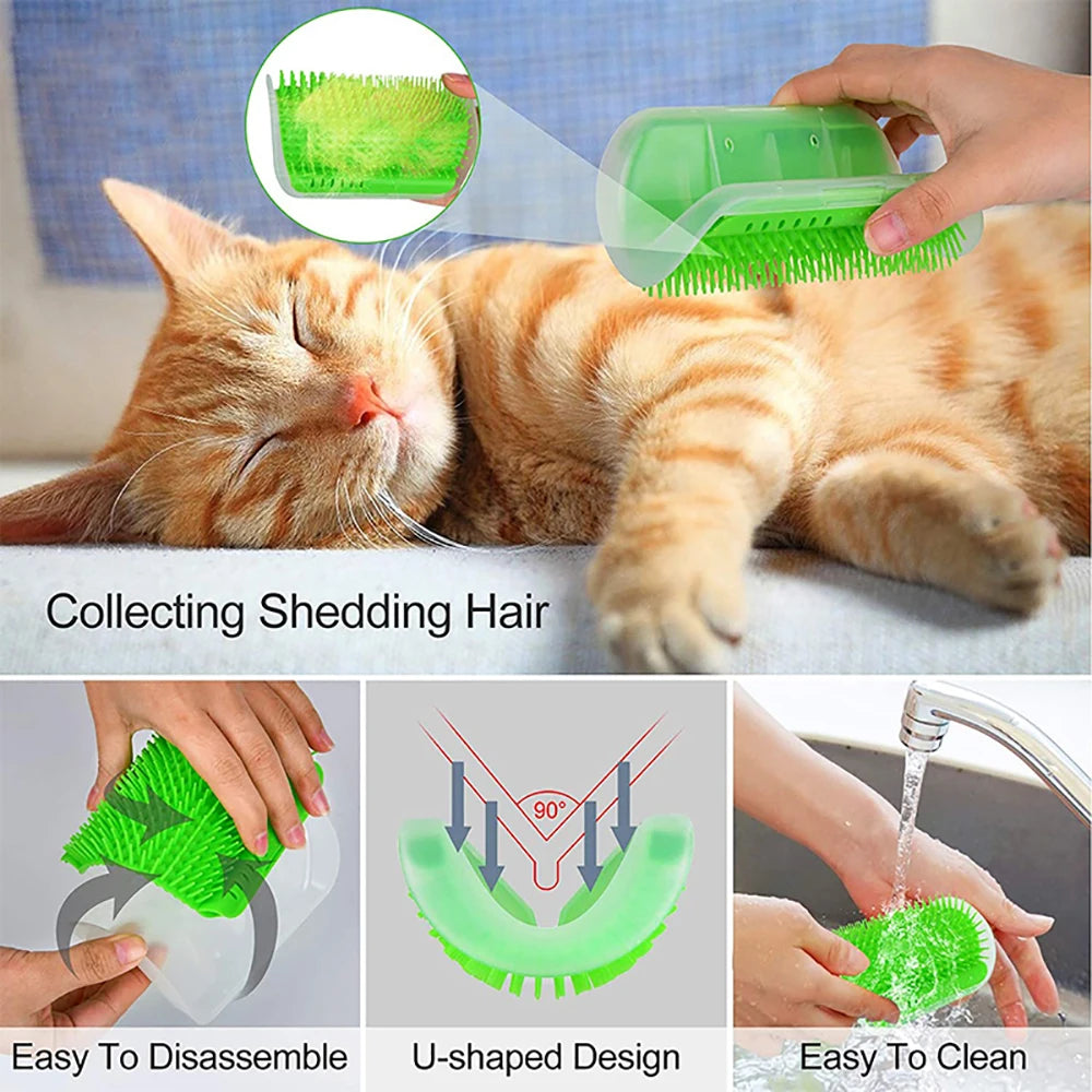 Self-Grooming Cat Scratcher & Massager – 2-in-1 Hair Removal & Scratching Brush