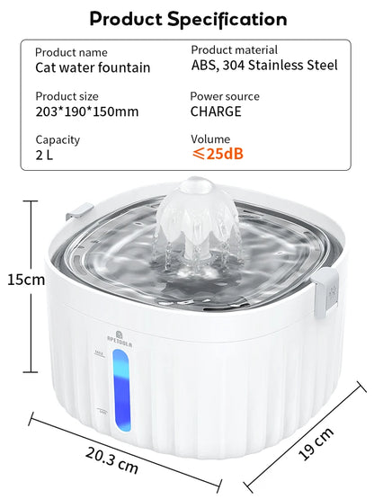 Apetdola Automatic Cat Water Fountain – Stainless Steel Pet Water Dispenser with 6-Level Filtration