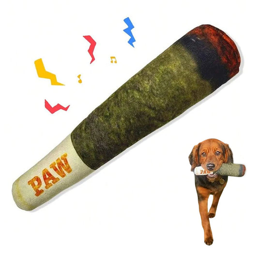 Funny Cigar Plush Dog Toy – Interactive Squeaky Chew Toy for Small & Medium Dogs