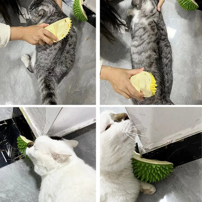 Self-Grooming Cat Scratcher & Massager – 2-in-1 Hair Removal & Scratching Brush