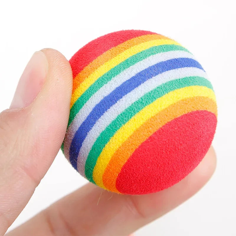 Rainbow EVA Cat Toy Balls – Interactive Chewing & Rattle Play Balls for Cats & Dogs