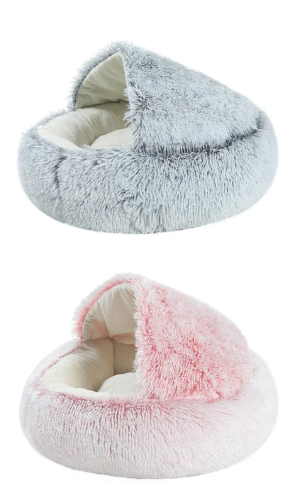 Cozy Semi-Enclosed Plush Cat Bed – Warm & Comfortable Nest for Cats & Small Dogs