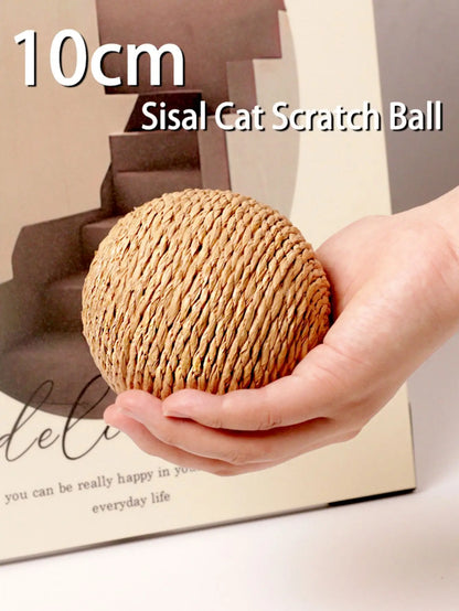 Interactive Sisal Cat Scratching Ball – 10CM Sounding Toy for Kittens & Teeth Cleaning