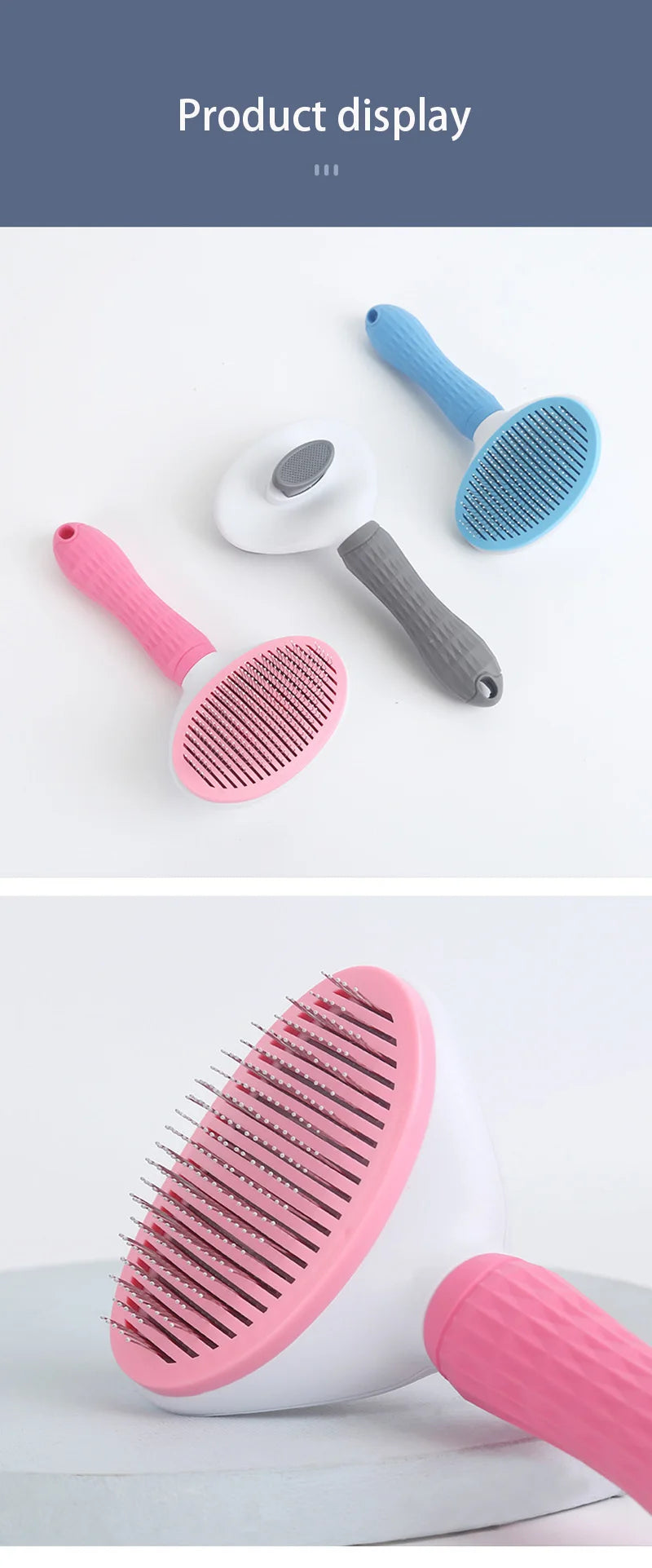 Stainless Steel Pet Grooming Brush – Hair Removal Comb for Long-Haired Dogs & Cats