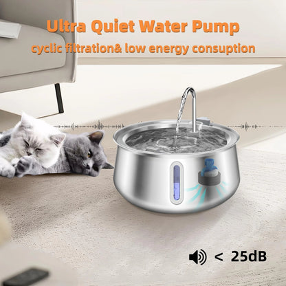 4L Stainless Steel Pet Water Fountain – Ultra-Quiet Automatic Dispenser for Cats & Dogs