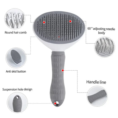 Stainless Steel Pet Grooming Brush – Hair Removal Comb for Long-Haired Dogs & Cats