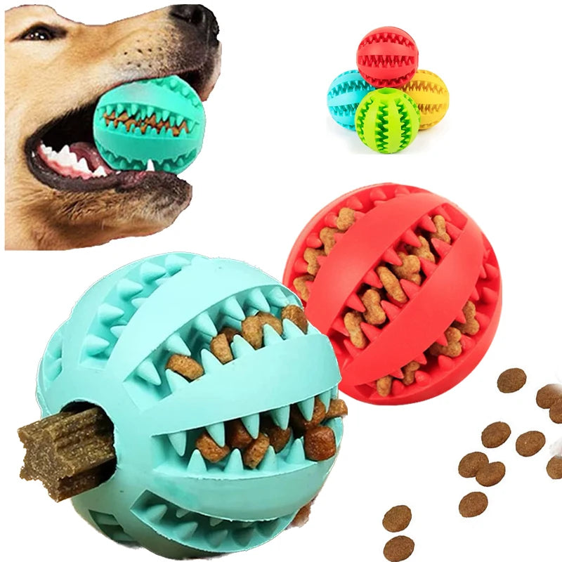 Interactive Rubber Dog Ball – Chewing Toy & Treat Dispenser for Puppies & Cats