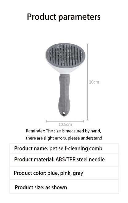 Stainless Steel Pet Grooming Brush – Hair Removal Comb for Long-Haired Dogs & Cats