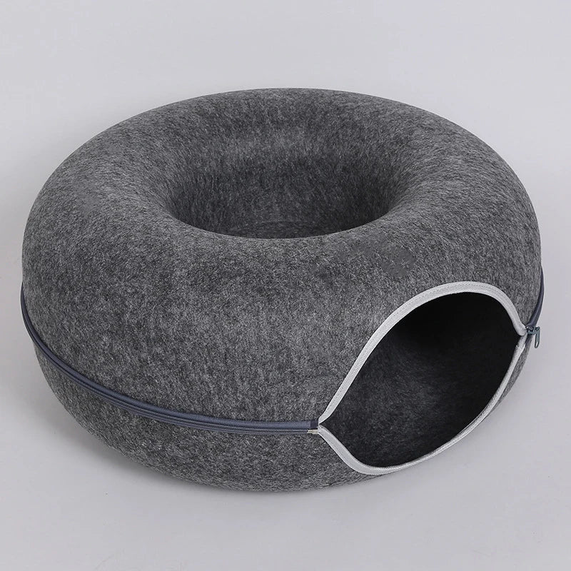 Donut Cat Tunnel Bed – Interactive Hideaway & Cozy Sleeping Nest