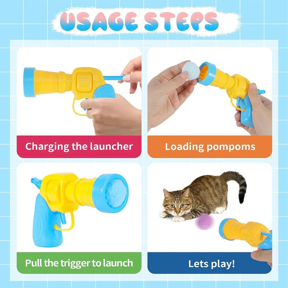 Interactive Cat Toy Ball Launcher – Plush Pom-Pom Shooting Gun for Kittens & Indoor Cats