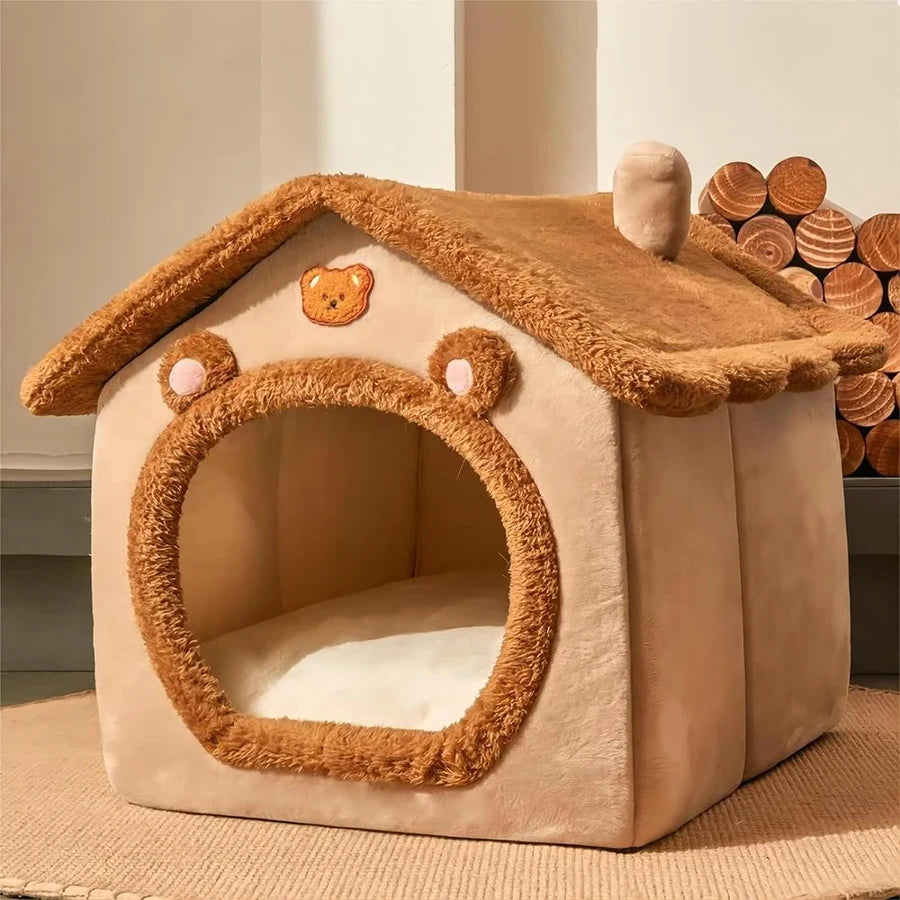 Foldable Pet House – Washable Cat & Dog Sleeping Cave with Removable Cushion