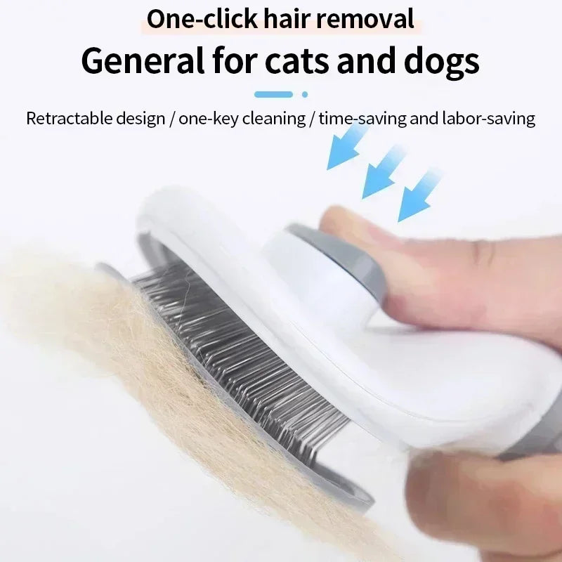 Premium Pet Hair Remover Brush – Stainless Steel Grooming Comb for Dogs & Cats – Non-Slip Grip & Effective Shedding Tool