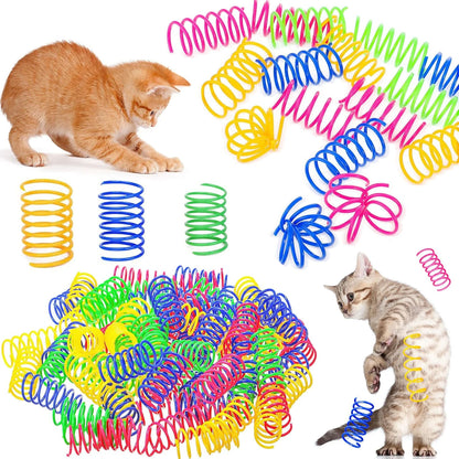 4/200PCS Cat Spring Toys – Interactive Colorful Spiral Coils for Kittens & Indoor Play