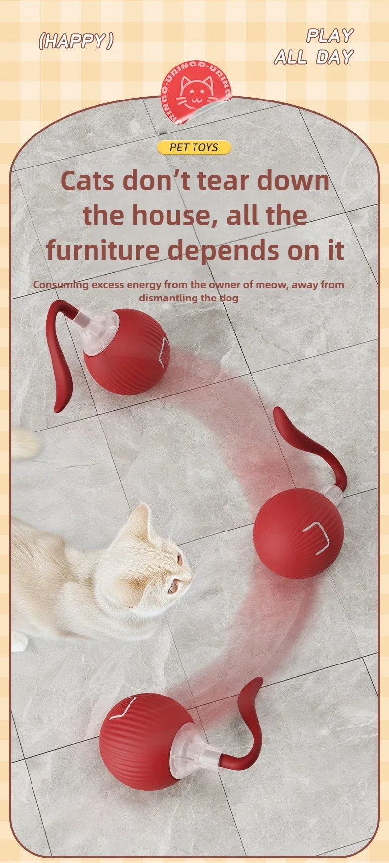 Automatic Rolling Cat Ball – Interactive Self-Moving Toy for Kittens & Cats