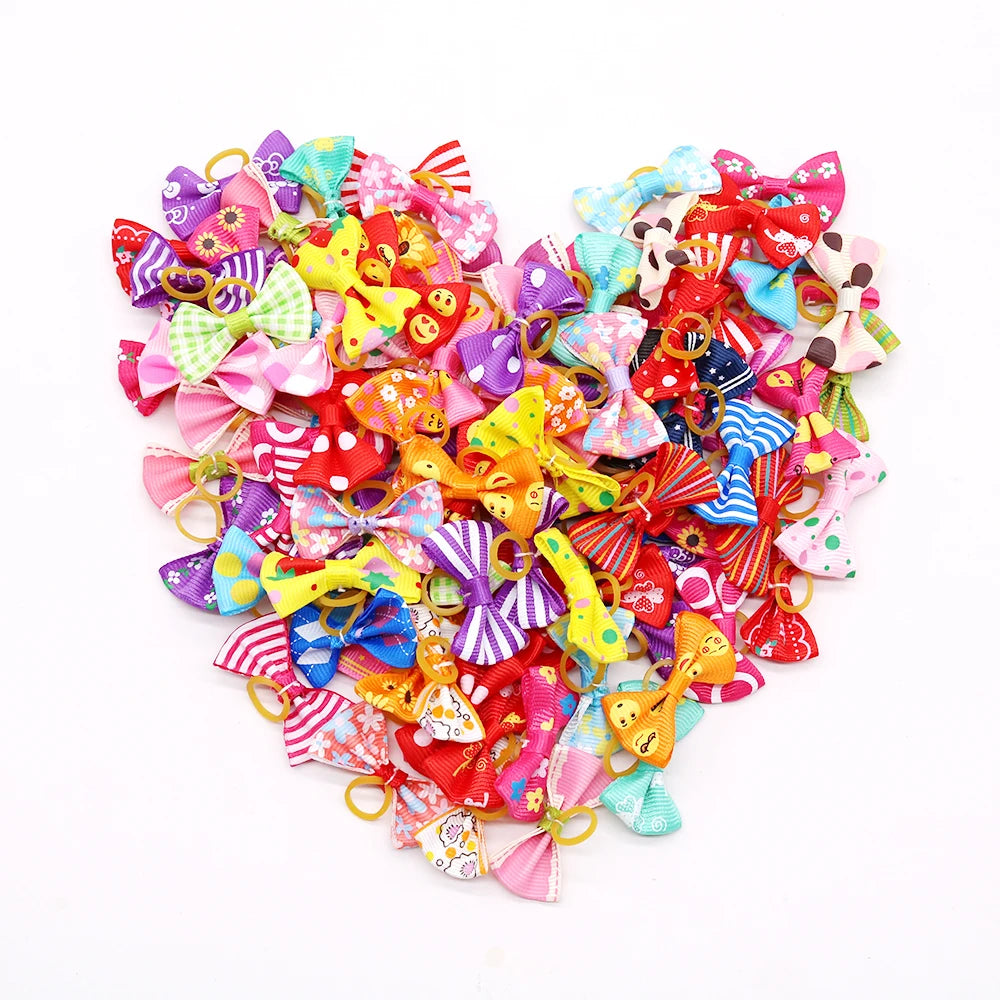 30PCS  Pet Dog Cat Puppy Grooming Bows Pet Hair Accessories Decorate Hair for Small Dog Hair Rubber Band Dog Supplier