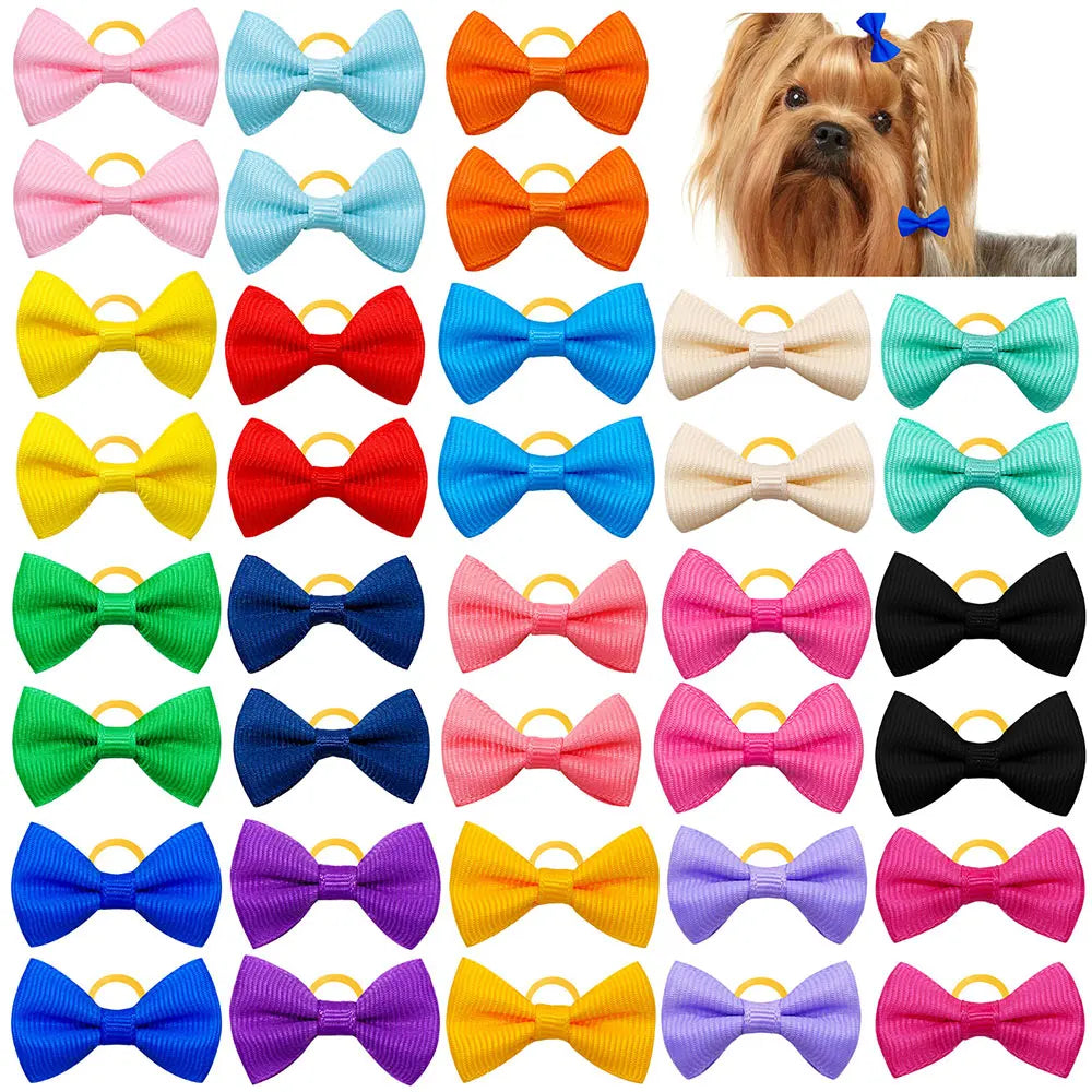 30PCS  Pet Dog Cat Puppy Grooming Bows Pet Hair Accessories Decorate Hair for Small Dog Hair Rubber Band Dog Supplier