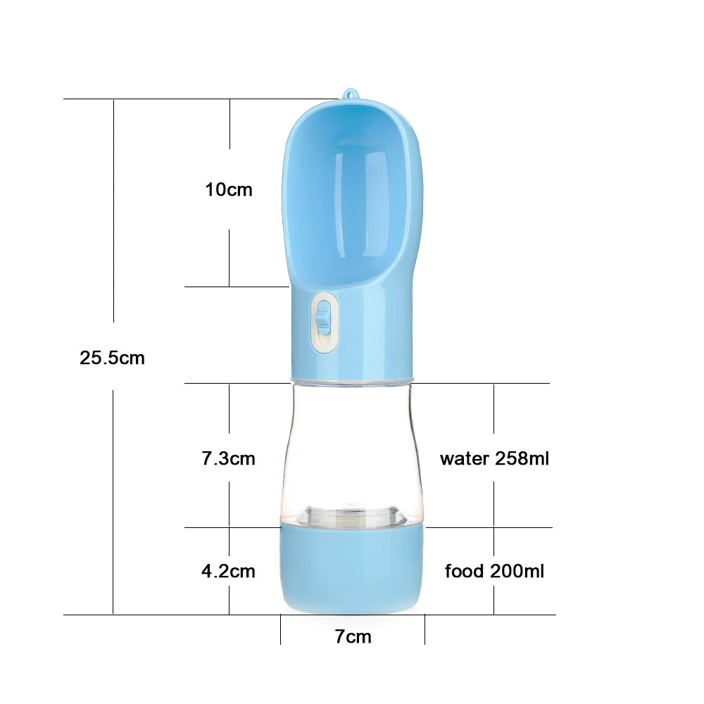 Portable Dog Water Bottle & Food Container – 2-in-1 Travel Feeder & Drinking Dispenser for Pets