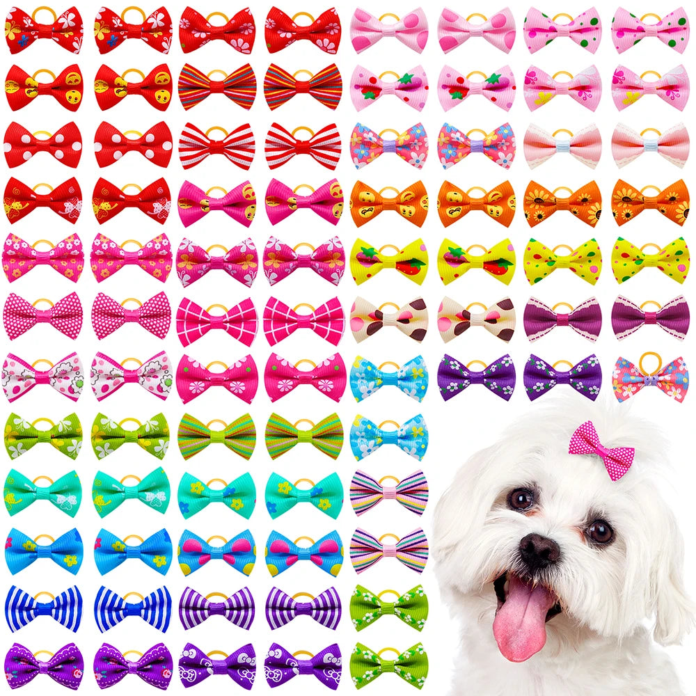 30PCS  Pet Dog Cat Puppy Grooming Bows Pet Hair Accessories Decorate Hair for Small Dog Hair Rubber Band Dog Supplier