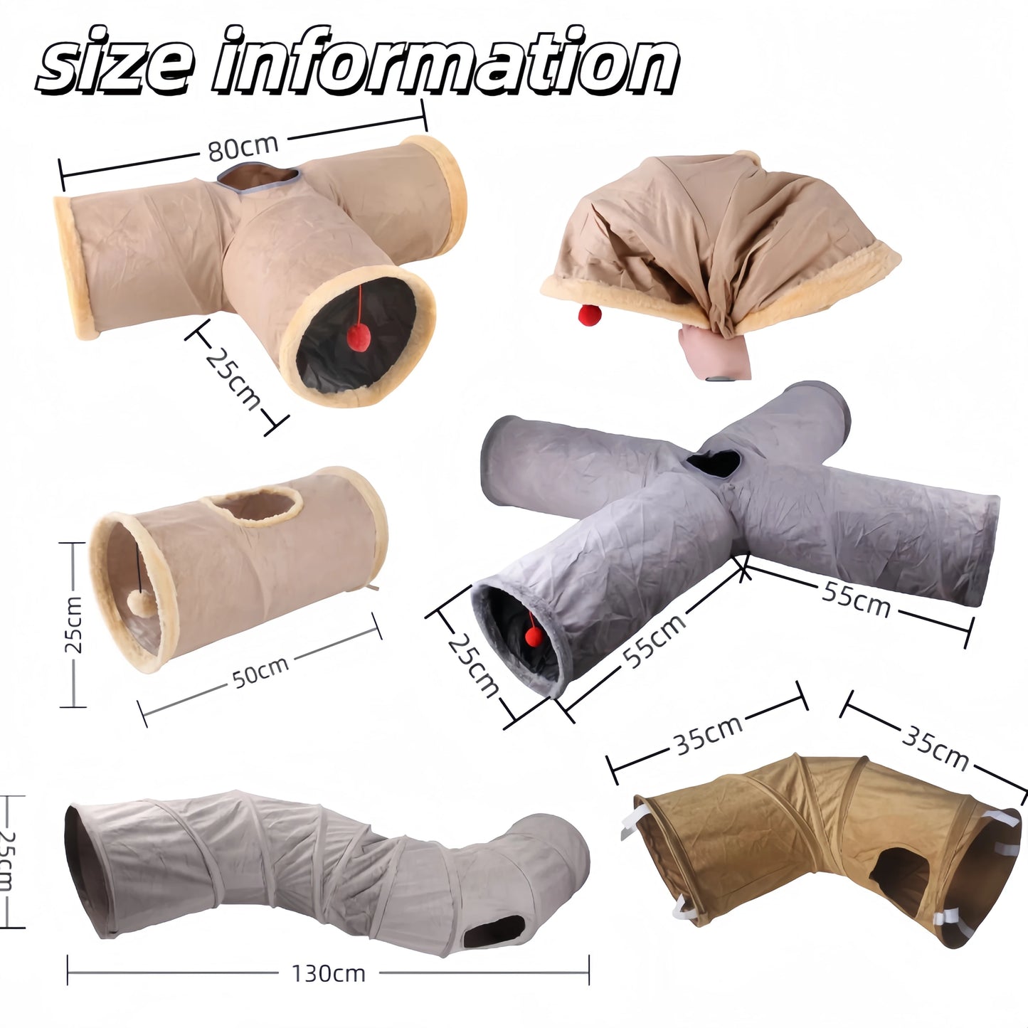 Collapsible Suede Cat Tunnel – Interactive Hide & Play Toy for Kittens, Puppies & Rabbits