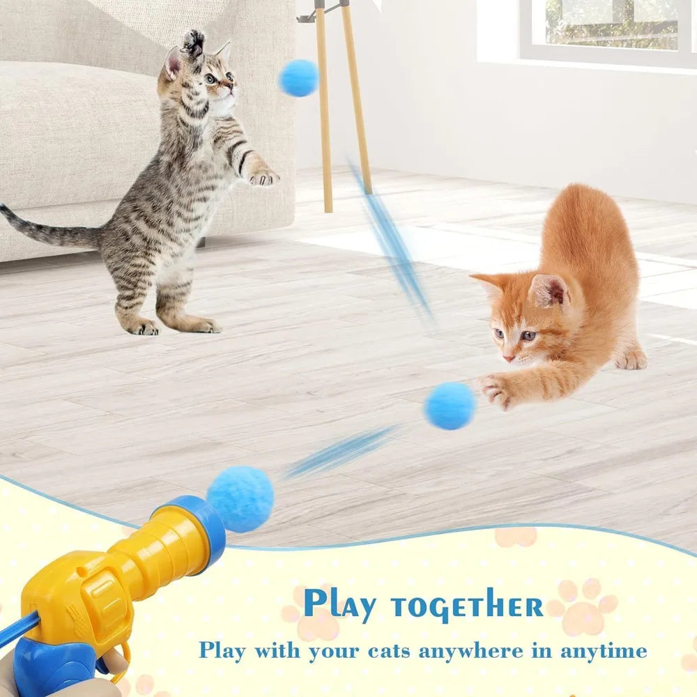 Interactive Cat Toy Ball Launcher – Plush Pom-Pom Shooting Gun for Kittens & Indoor Cats