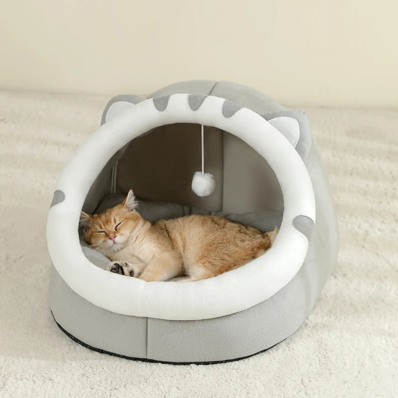 Cozy Cat Cave Bed – Warm Enclosed Sleeping House for Cats & Small Dogs