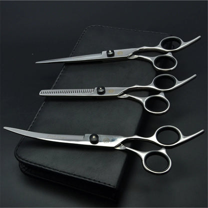 7'' Professional Dog Grooming Scissors Hair Cutting Shears Curved Thinning Comb Cat Pet Salon Hairdressing Japan Steel Z4001