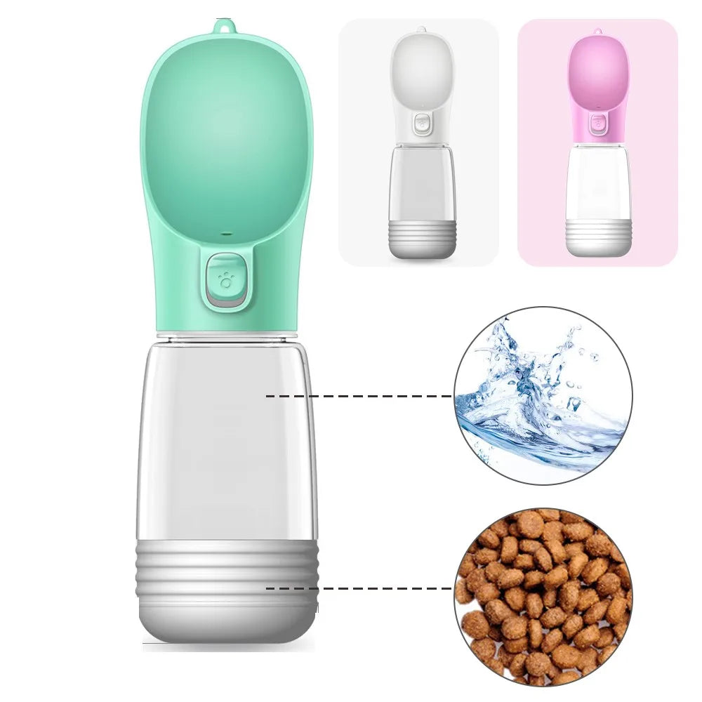 Portable Dog Water Bottle & Food Container – 2-in-1 Travel Feeder & Drinking Dispenser for Pets