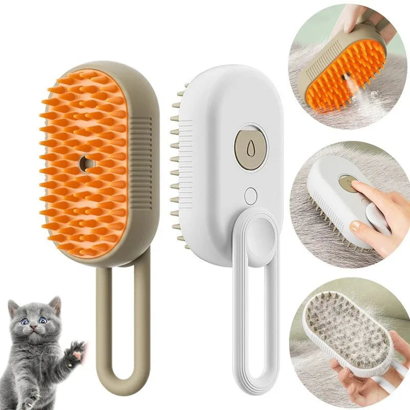 3-in-1 Steam Pet Grooming Brush – Spray, Massage & Hair Removal Comb for Cats & Dogs