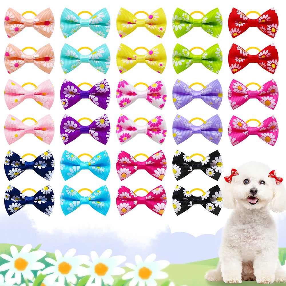 30PCS  Pet Dog Cat Puppy Grooming Bows Pet Hair Accessories Decorate Hair for Small Dog Hair Rubber Band Dog Supplier