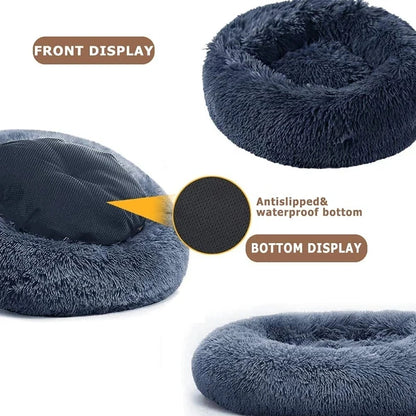 Ultra-Soft Plush Donut Cat Bed – Washable & Calming Pet Sleeping Nest for Cats & Small Dogs