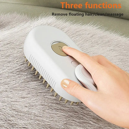 3-in-1 Steam Pet Grooming Brush – Spray, Massage & Hair Removal Comb for Cats & Dogs