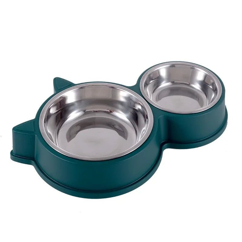 Stainless Steel Double Pet Bowl – Food & Water Feeder for Cats & Dogs