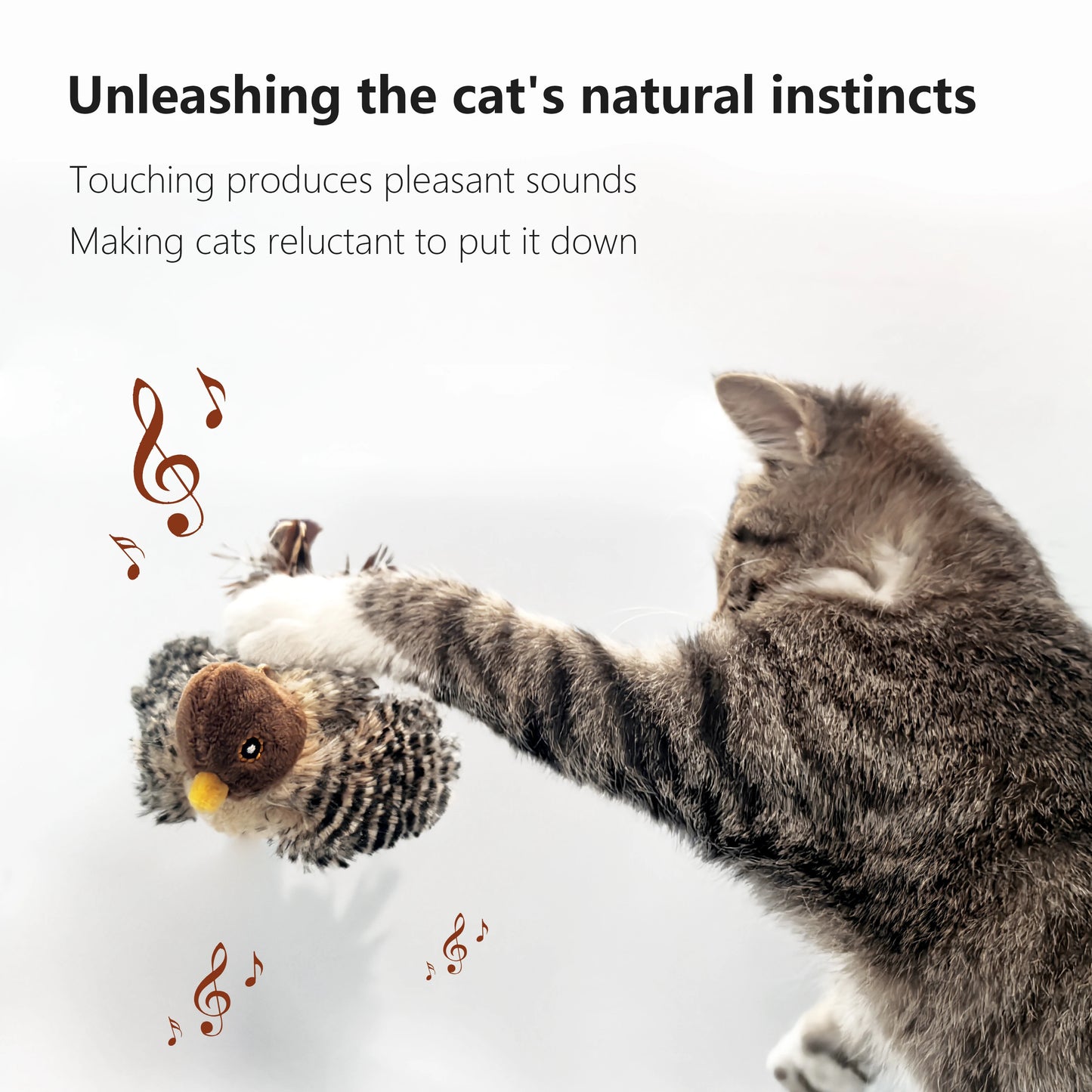 Interactive Chirping Bird Cat Toy – Electric Squeaky Plush with Feather & Catnip – Realistic Sound & Motion for Kitten Playtime