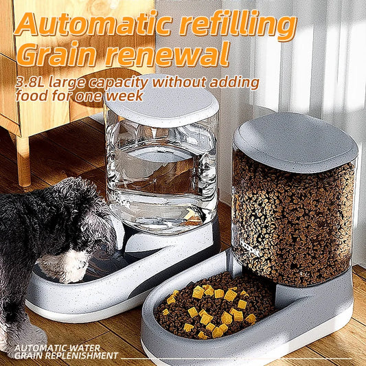 Large Capacity Automatic Pet Feeder & Water Dispenser – Wet & Dry Food Bowl for Cats & Dogs