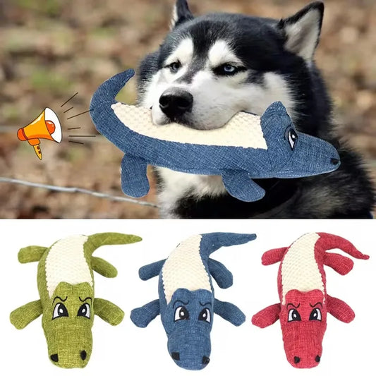 Plush Alligator Chew Toy – Interactive Squeaky Dog Toy for Teeth Cleaning & Training