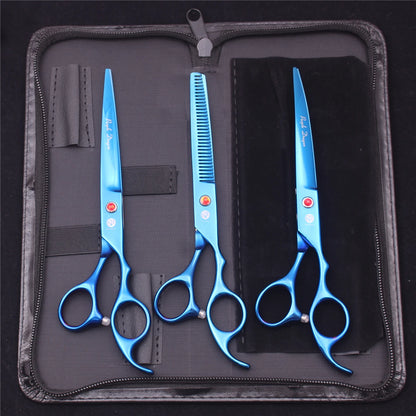 Purple Dragon Pet Scissors 7'' Stainless Dog Groomming Scissors Kit Straight Shears Thinning Shears Chunker Curved Shears Z3003