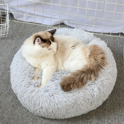 Ultra-Soft Plush Donut Cat Bed – Washable & Calming Pet Sleeping Nest for Cats & Small Dogs