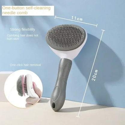 Premium Pet Hair Remover Brush – Stainless Steel Grooming Comb for Dogs & Cats – Non-Slip Grip & Effective Shedding Tool