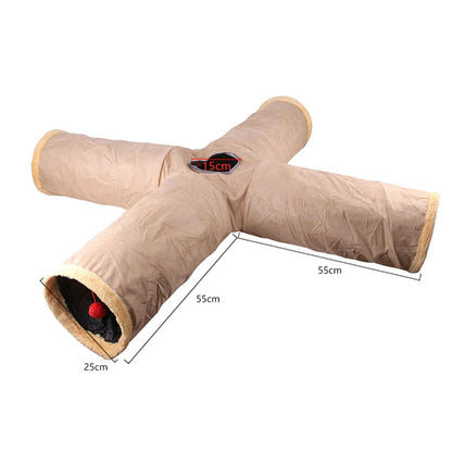 Collapsible Suede Cat Tunnel – Interactive Hide & Play Toy for Kittens, Puppies & Rabbits