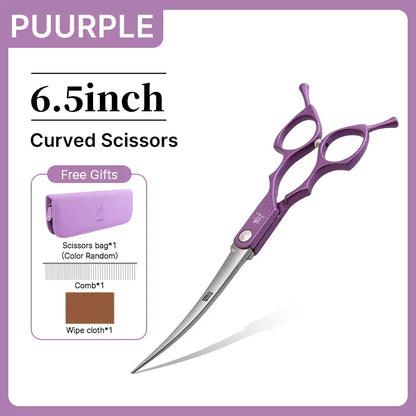 6.5'' Professional Pet Grooming Scissors – Curved & Thinning Shears Set