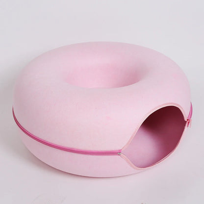 Donut Cat Tunnel Bed – Interactive Hideaway & Cozy Sleeping Nest