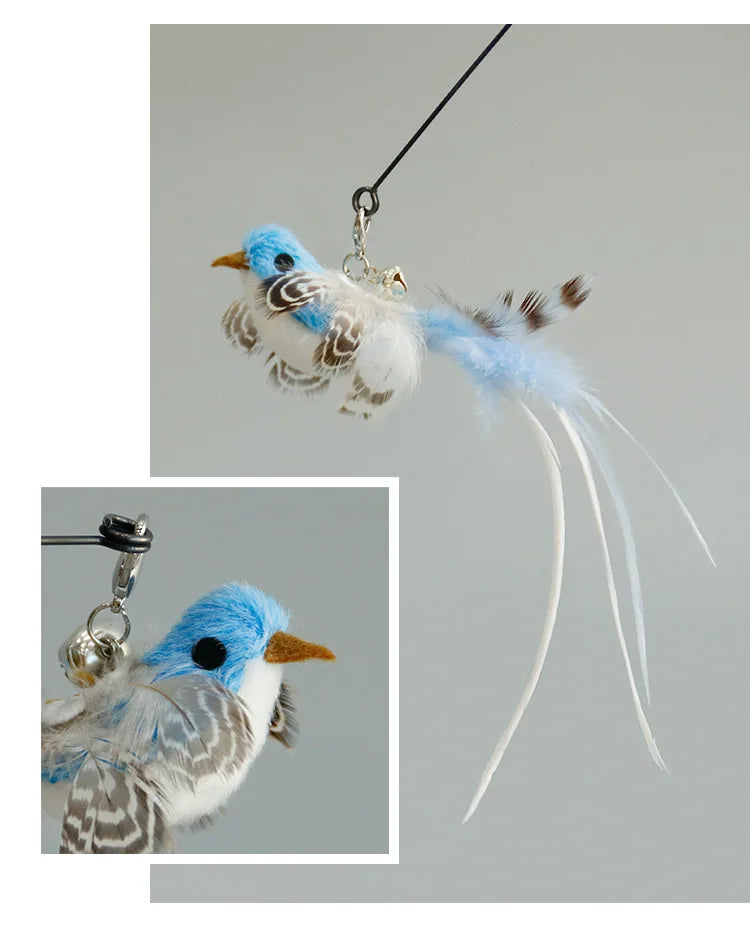 Interactive Feather Cat Wand – Hands-Free Suction Cup Toy with Bell