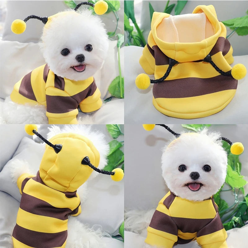 Adorable Bee Costume Hoodie – Soft Fleece Outfit for Dogs & Cats